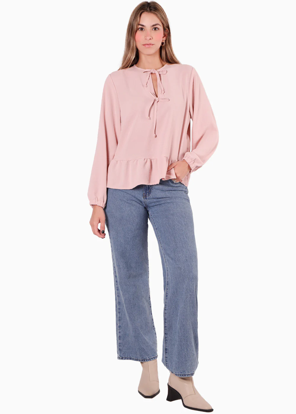 Blusa amplia con anudados en frente - LIZMAR - Image 3