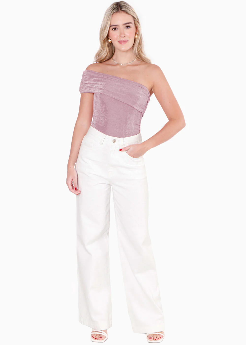 Blusa con escote off shoulder y de un solo hombro - FILIPINE - Image 3