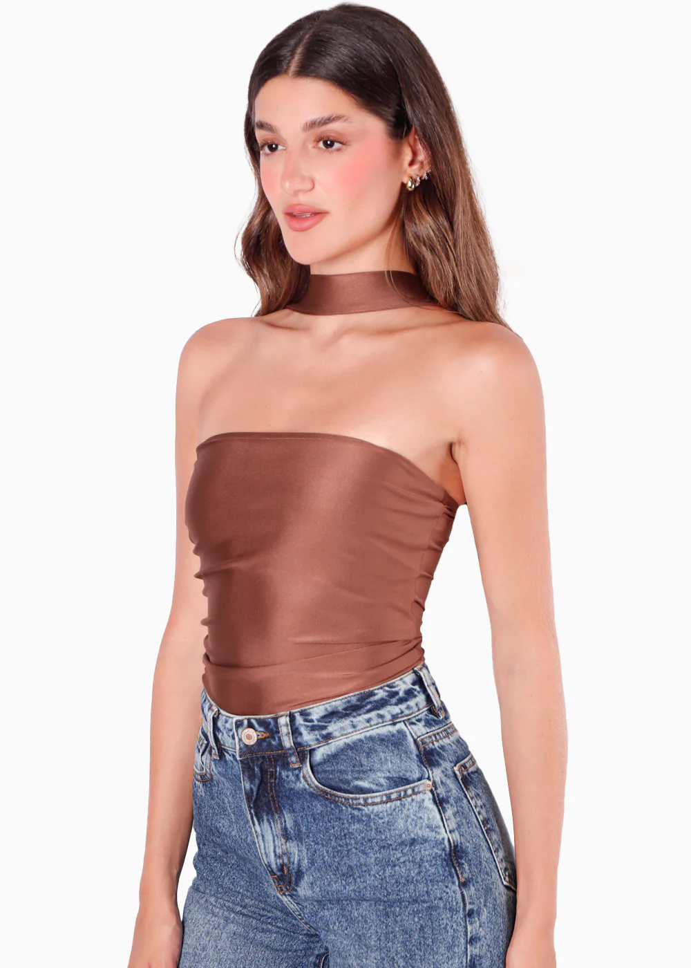Blusa con leve recogido en costados y cuello tipo gargantilla - GRISELDA - Image 2