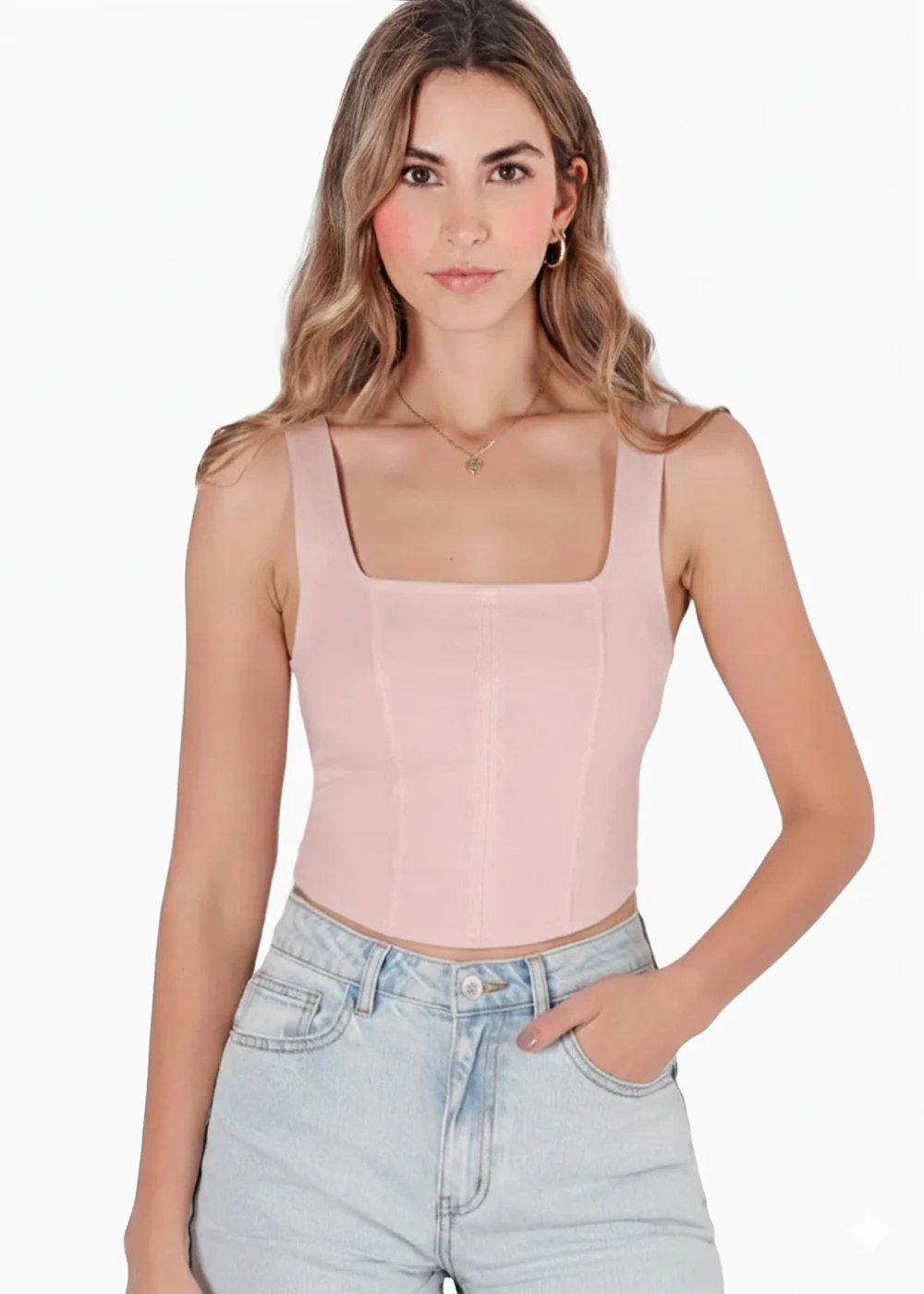 Blusa de tiras con escote cuadrado - TAMARINDO.ROSA - Image 2