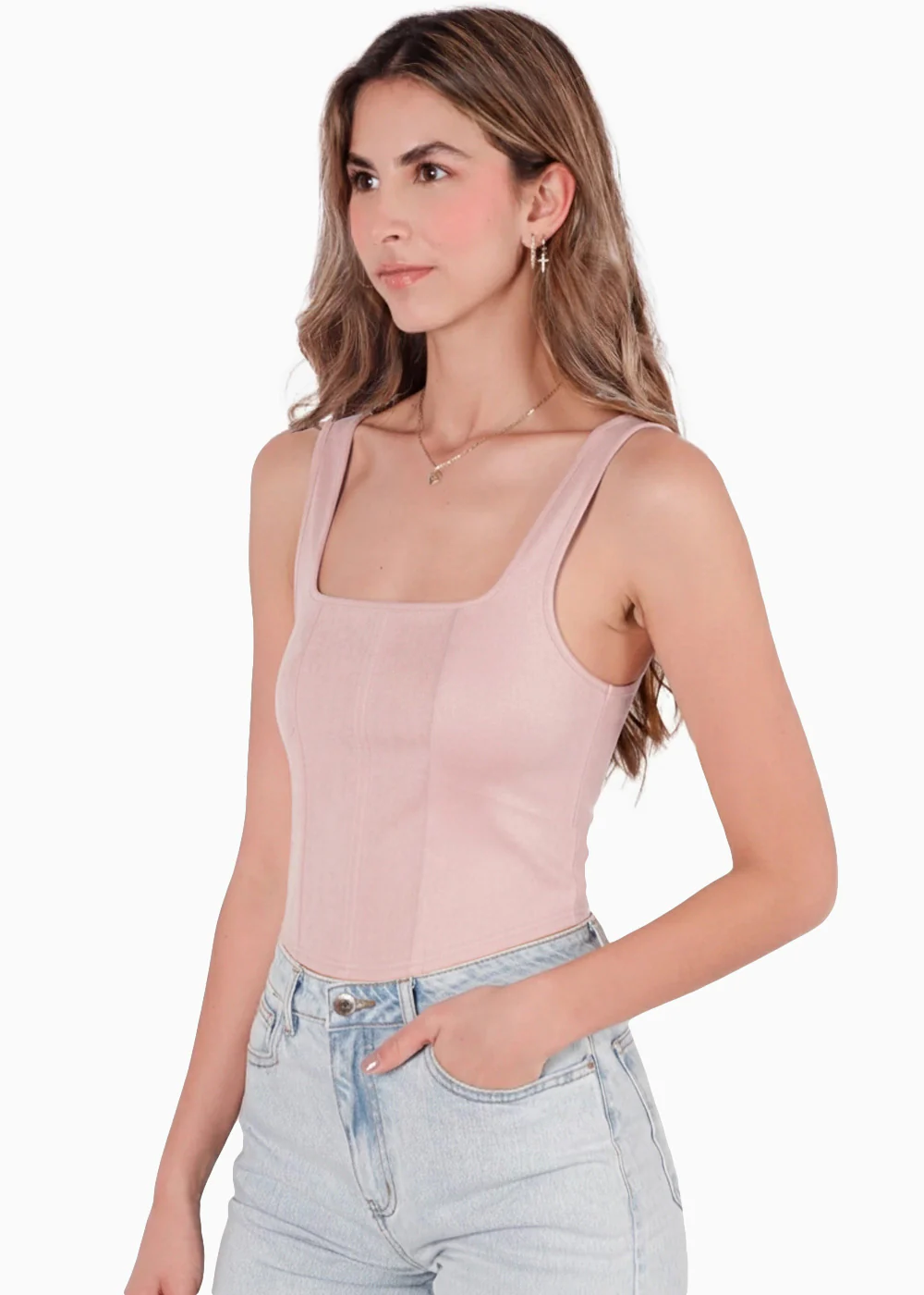 Blusa de tiras con escote cuadrado - TAMARINDO.ROSA - Image 3