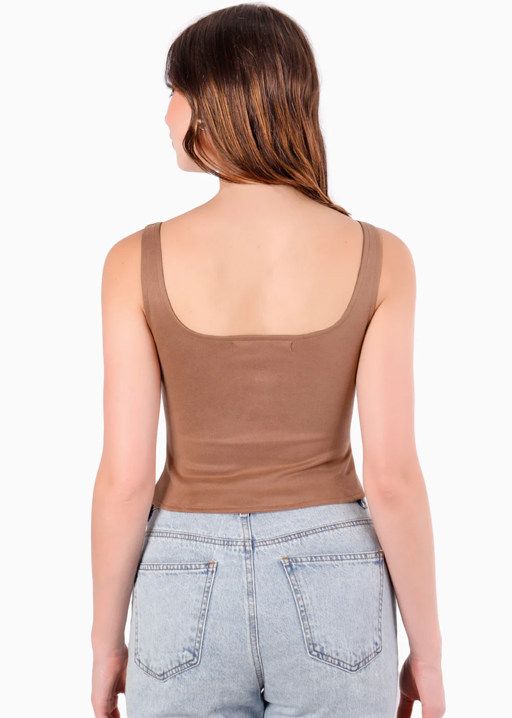 Blusa de tiras con ojaletes y tipo gamuza - KARENINA.CAMEL - Image 4