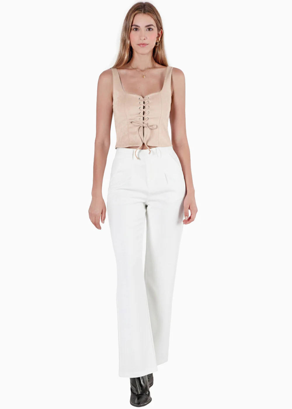 Blusa de tiras con ojaletes y tipo gamuza - KARENINA.MARFIL - Image 3