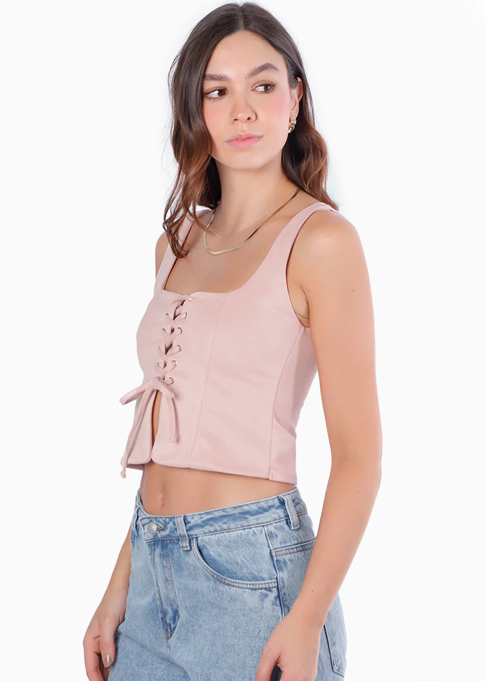 Blusa de tiras con ojaletes y tipo gamuza - KARENINA.ROSA - Image 2