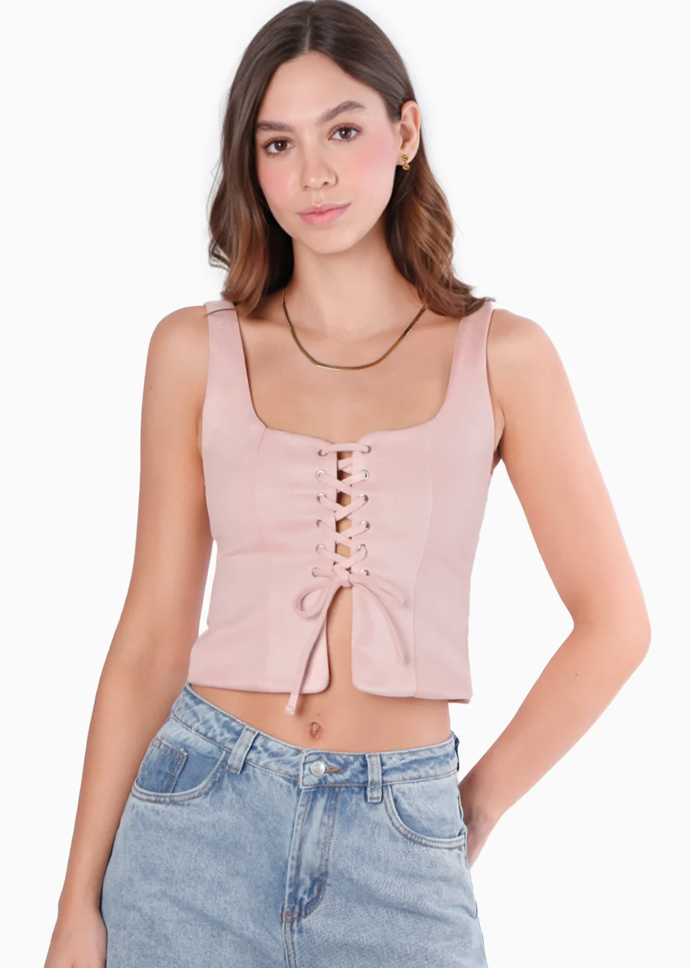 Blusa de tiras con ojaletes y tipo gamuza - KARENINA.ROSA - Image 5