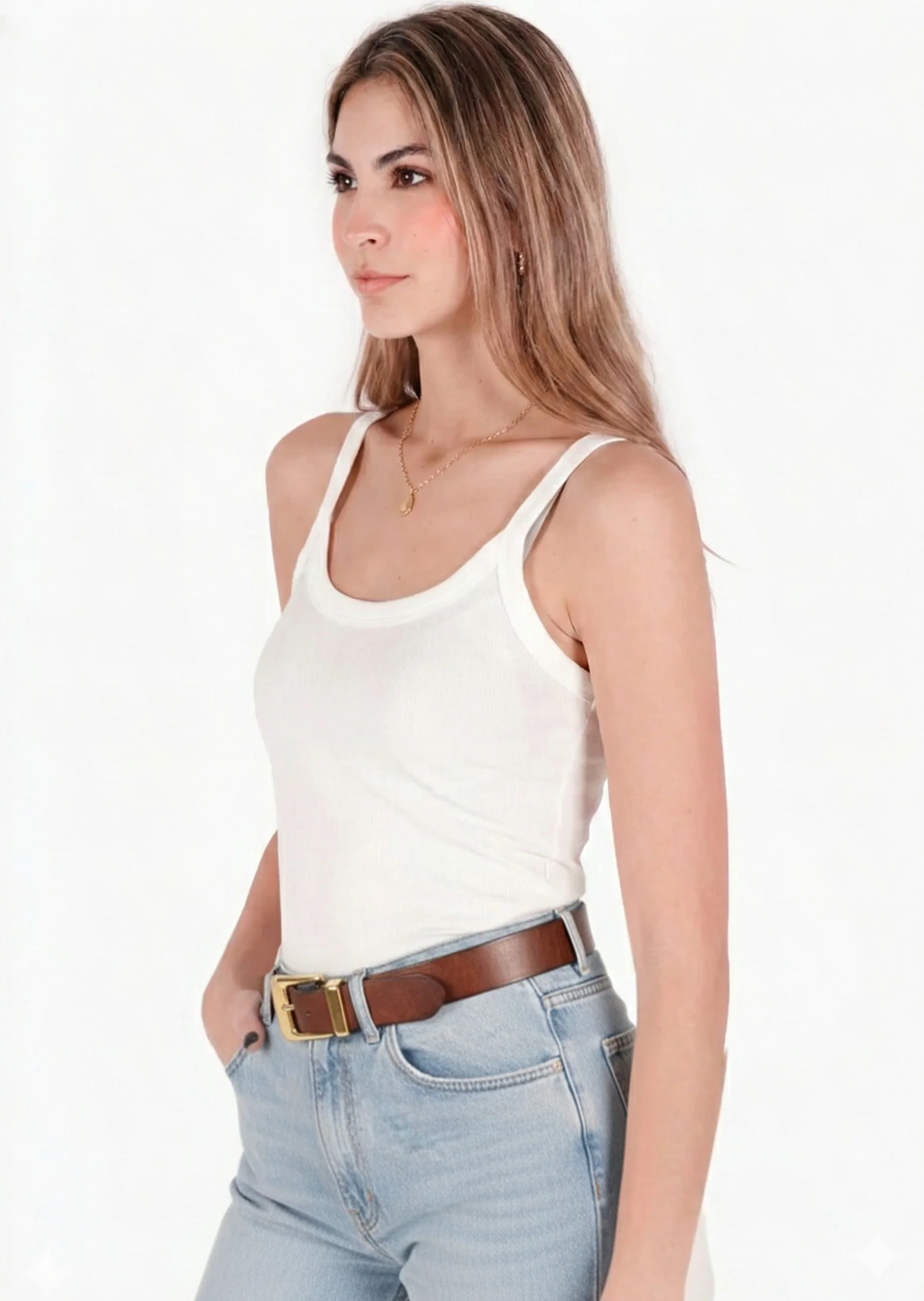 Blusa de tiras tipo esqueleto color marfil - MARCELA - Image 2