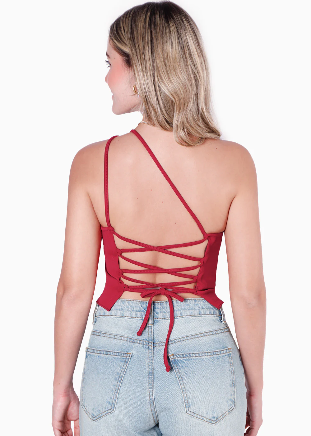 Blusa de un solo hombro con espalda descubierta y anudado - MARCIA