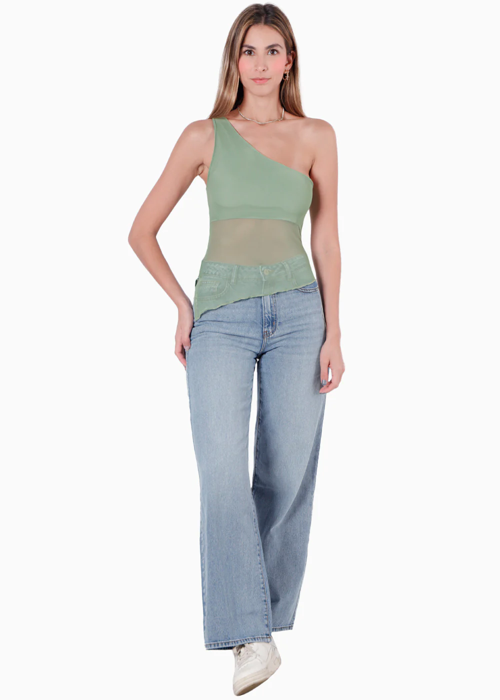 Blusa de un solo hombro y de malla - HALYA - Image 3