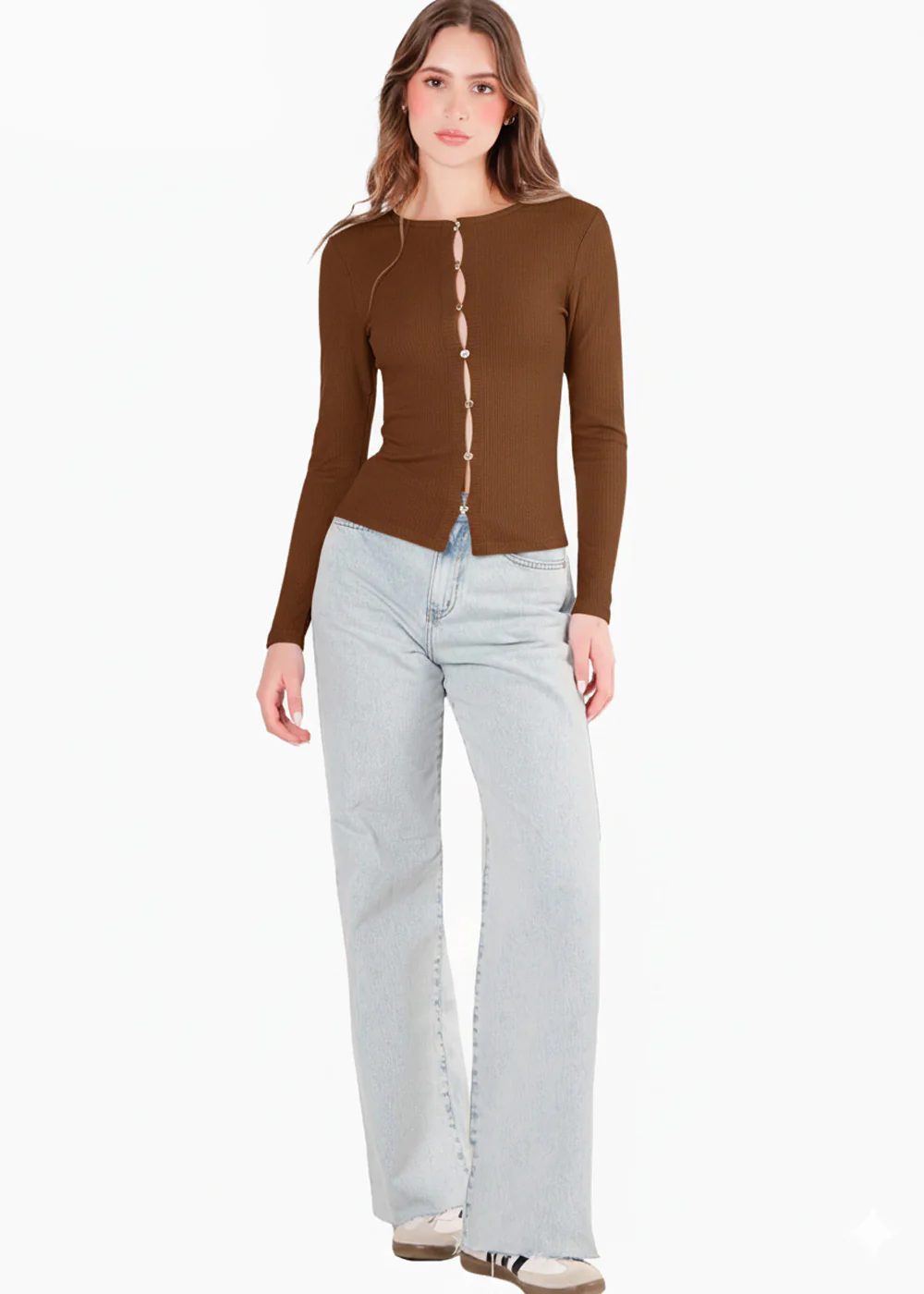 Blusa en rib con vivo en contraste en escote - CINNIA.CAFE - Image 3