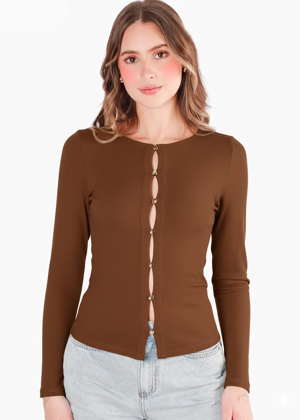 Blusa en rib con vivo en contraste en escote - CINNIA.CAFE - Image 5