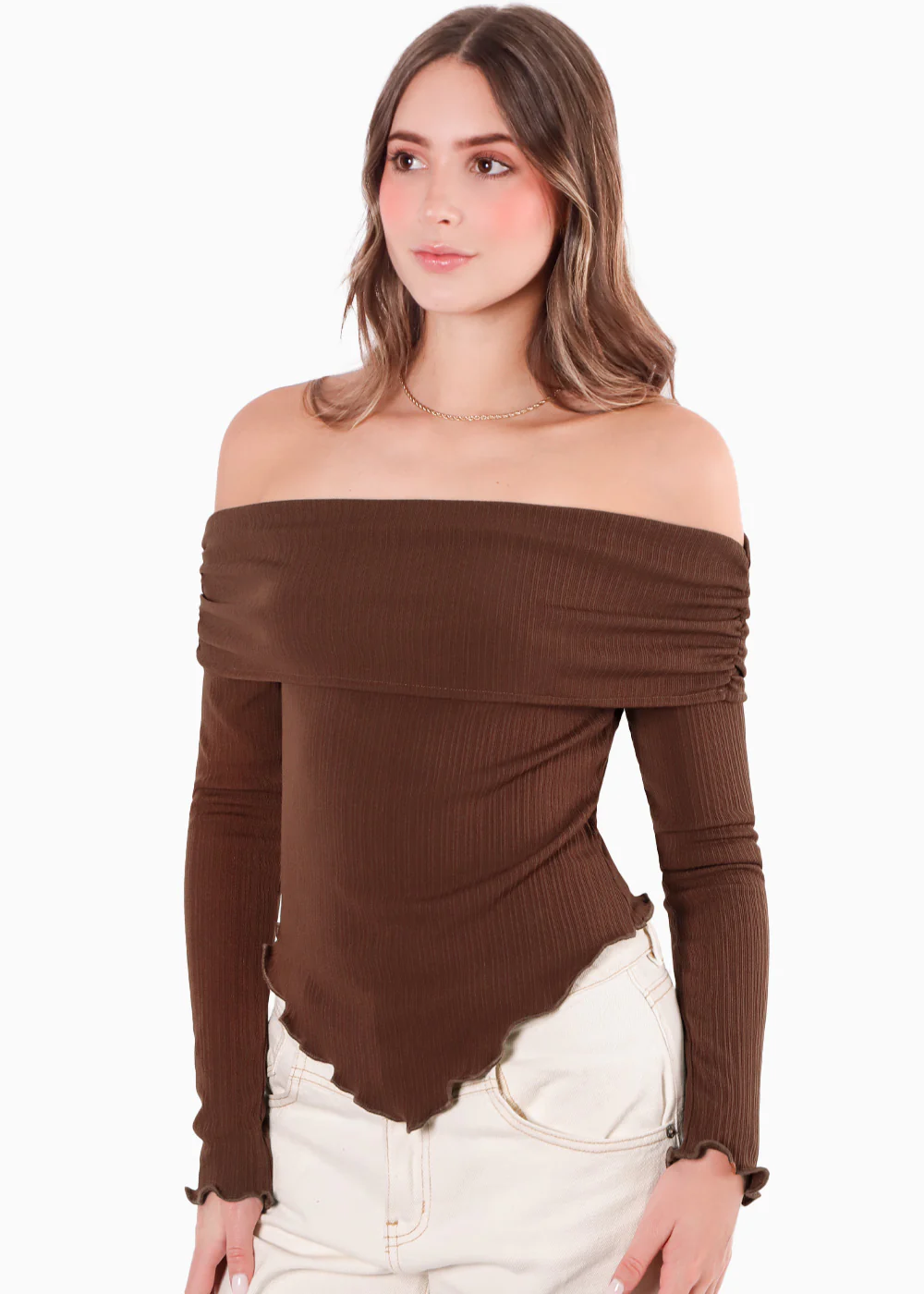 Blusa escote campesino con recogido en fajon - ANTURIO - Image 3