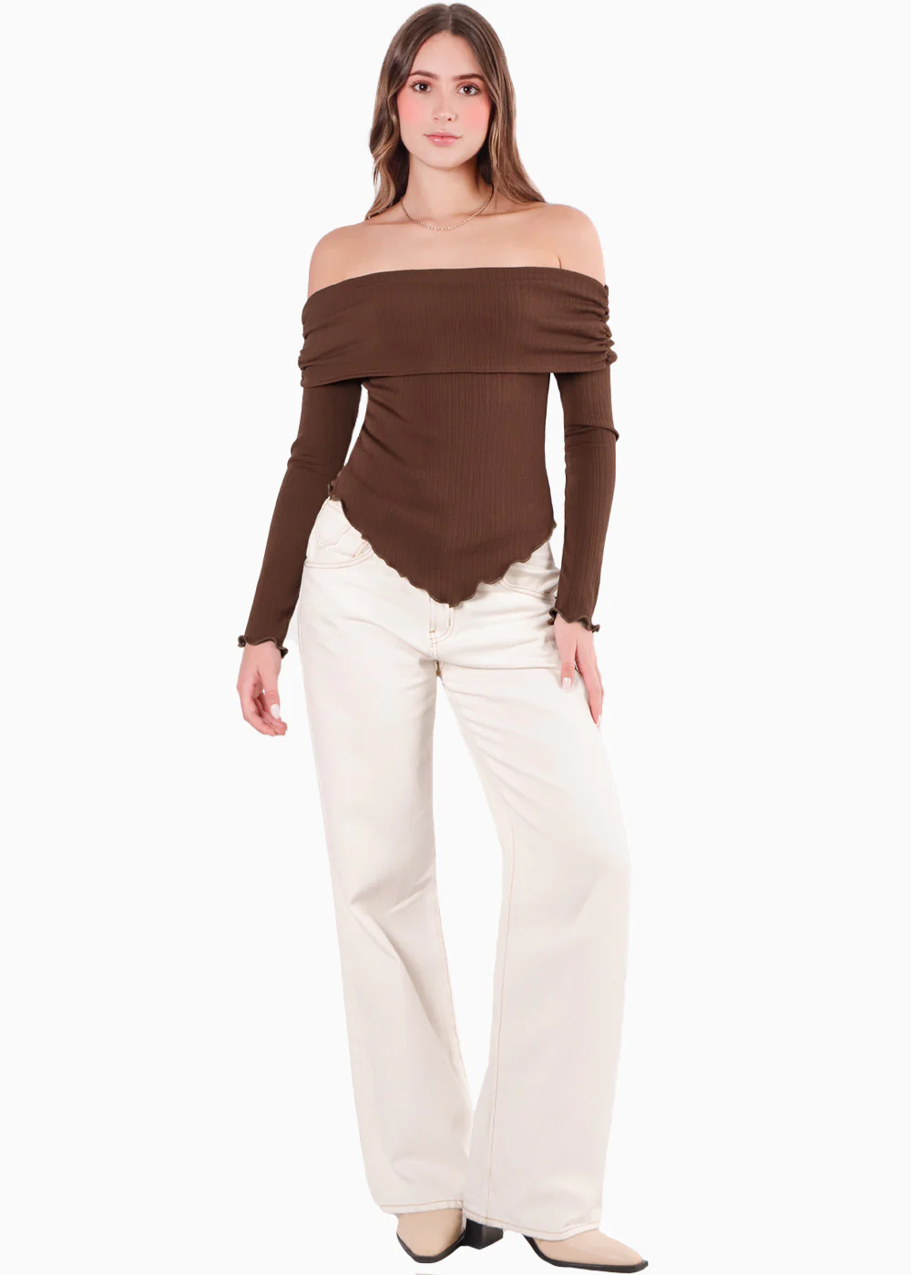 Blusa escote campesino con recogido en fajon - ANTURIO - Image 4