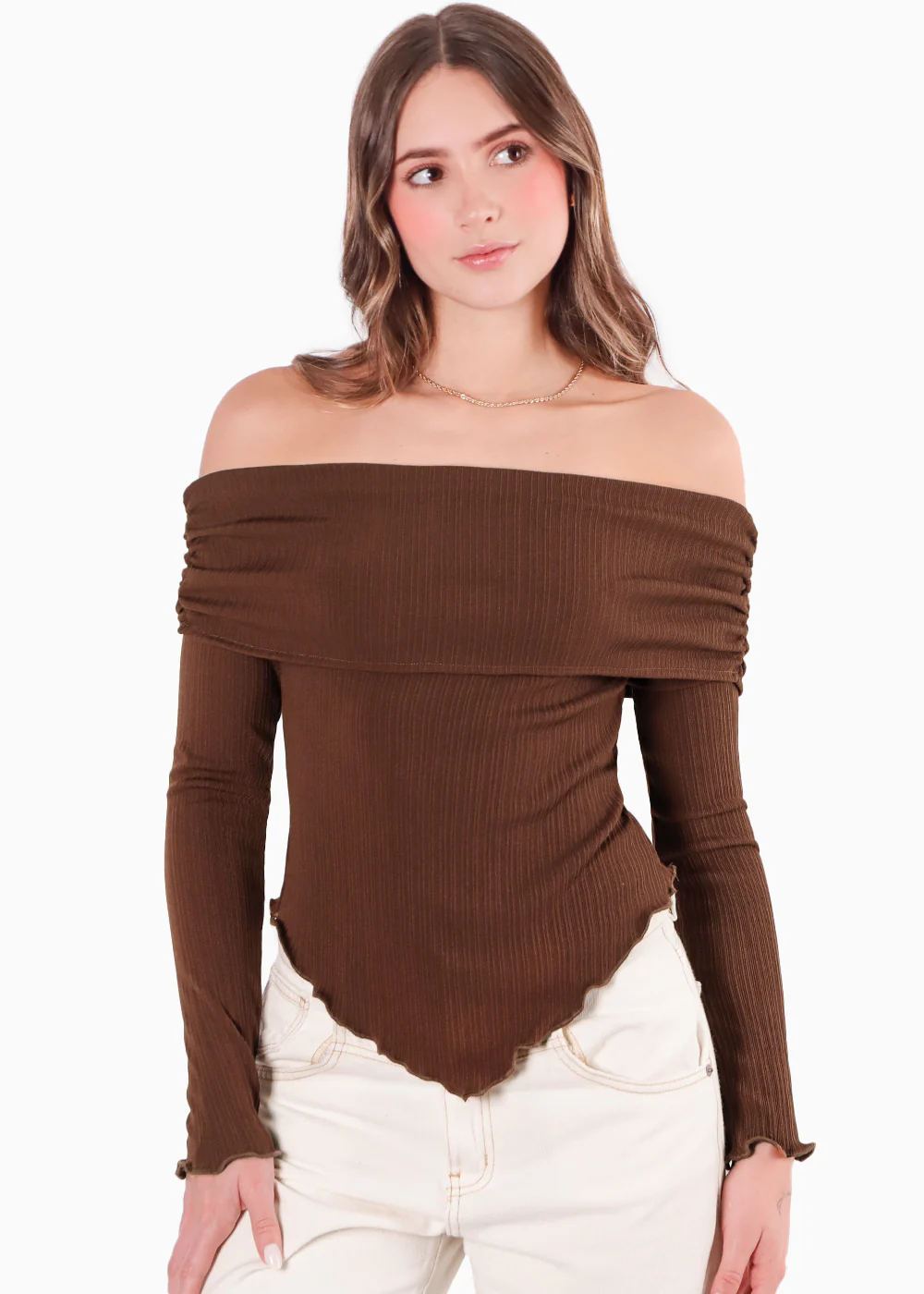 Blusa escote campesino con recogido en fajon - ANTURIO - Image 5