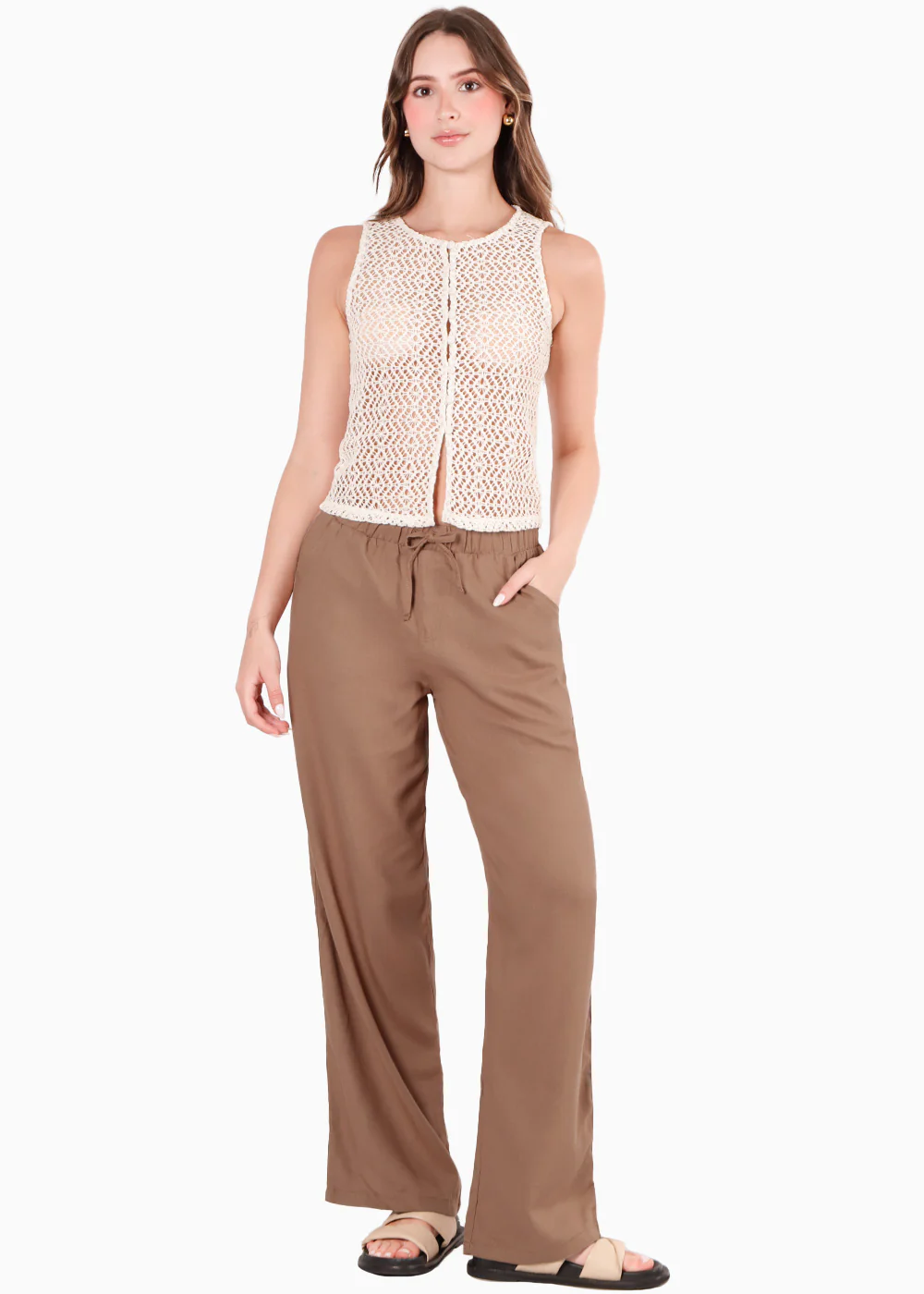 Blusa larga con botones y tela tipo crochet - MARILUZ - Image 3