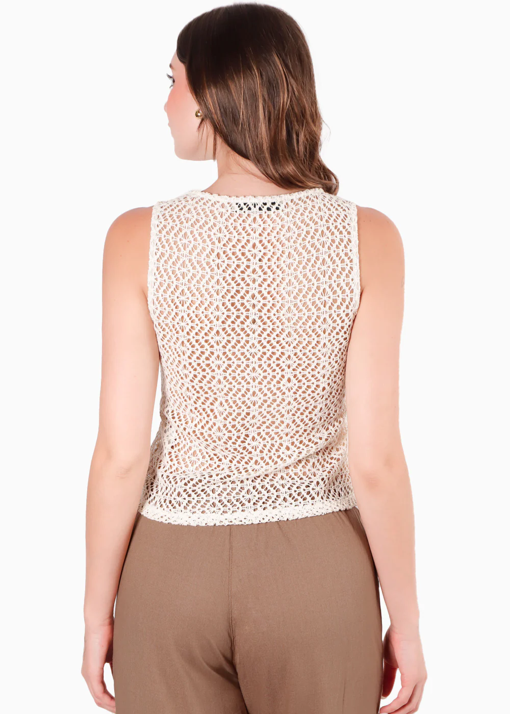 Blusa larga con botones y tela tipo crochet - MARILUZ - Image 4