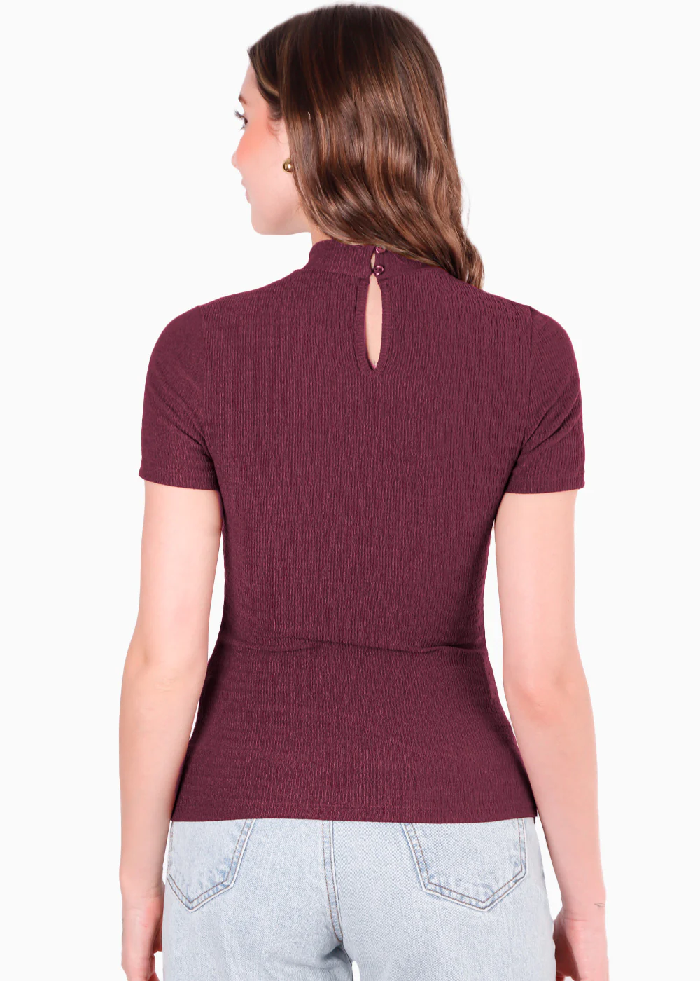 Blusa manga corta con cuello alto - MELISA - Image 4