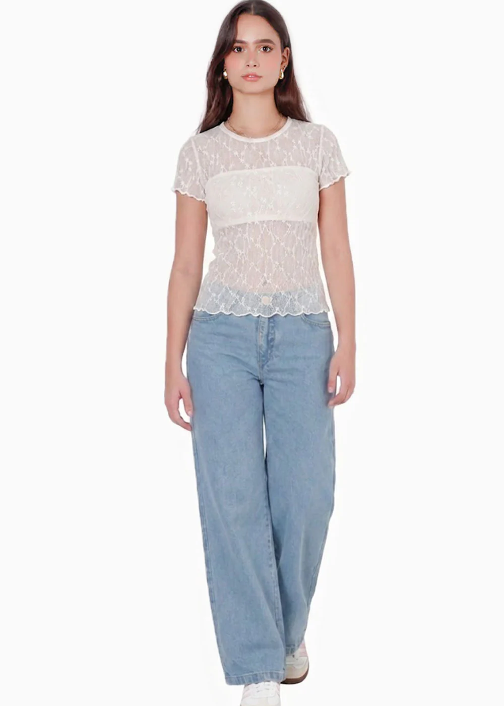 Blusa manga corta en encaje con top interno - RIVAS - Image 4