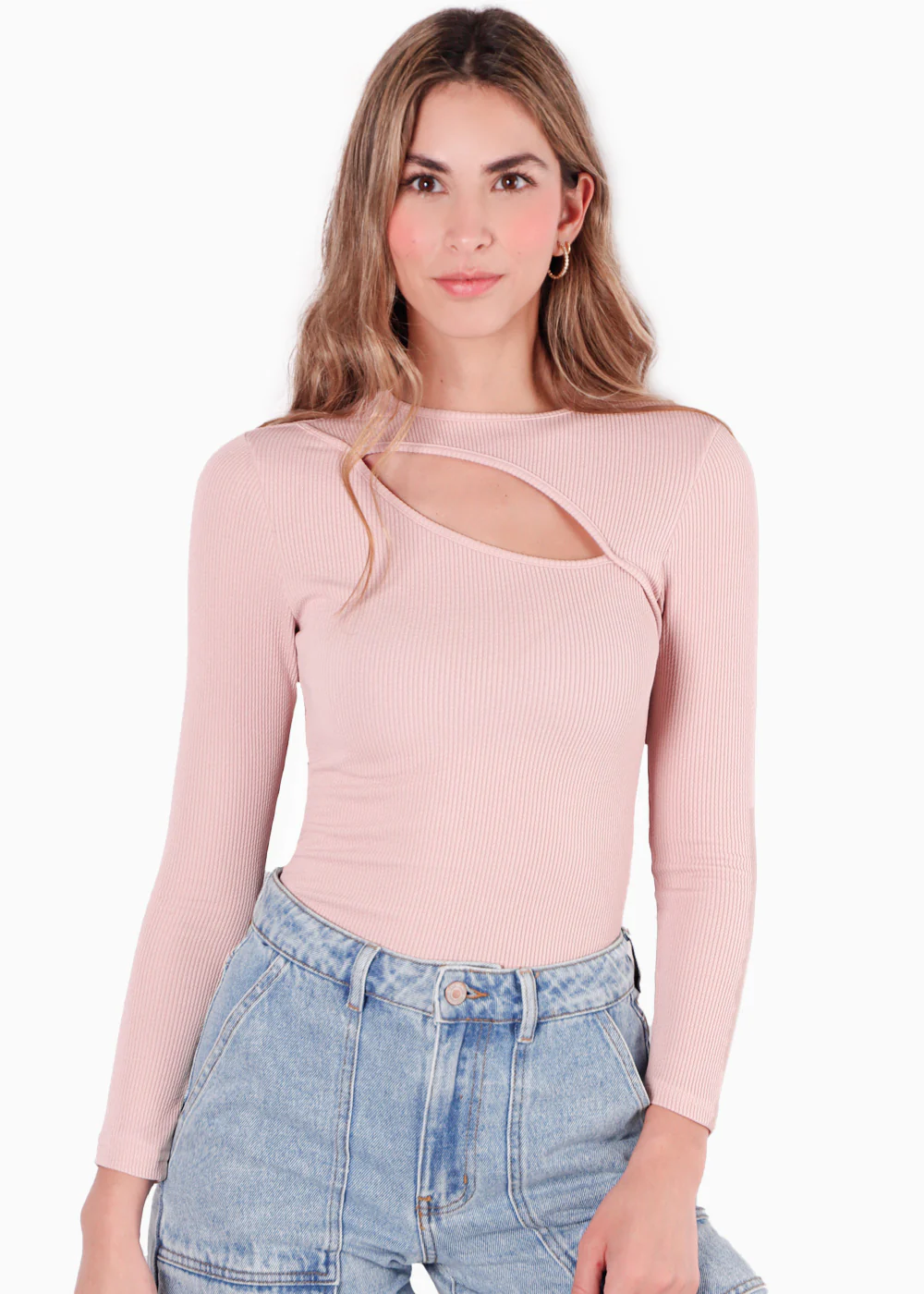 Blusa manga larga con abertura en escote - INDIANA.ROSA
