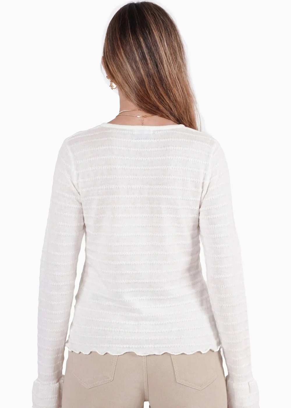Blusa manga larga con botones en ojales delantero - ARANDANO - Image 4