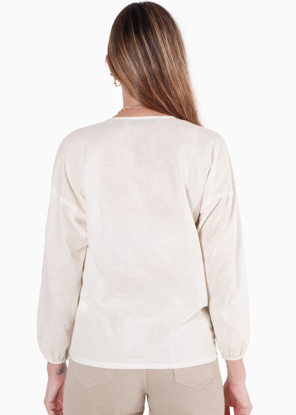 Blusa manga larga con botones y detalle en crochet - GALILEA - Image 6