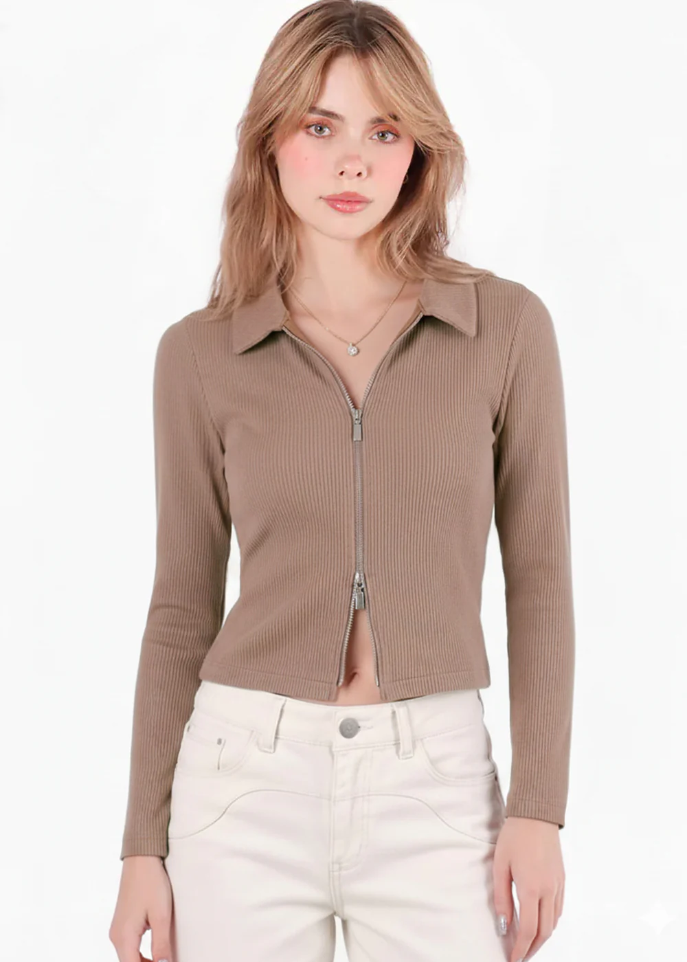 Blusa manga larga con cuello y cierre doble - ARUBA - Image 2