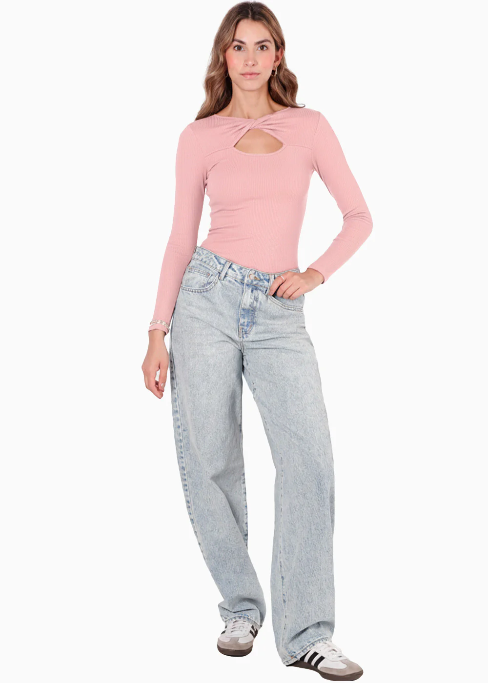 Blusa manga larga con entorchado en frente - LUBIGILDA.ROSA - Image 3
