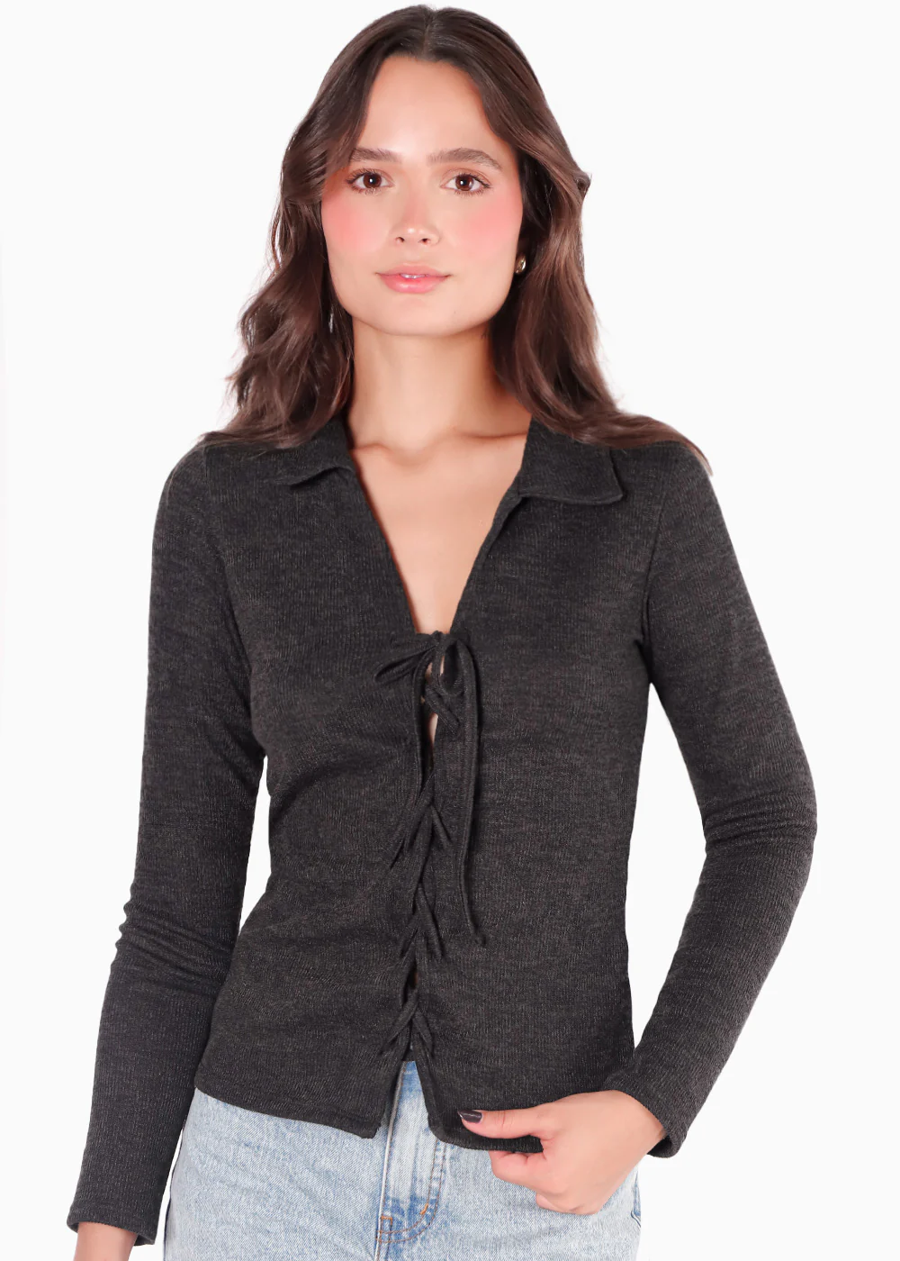 Blusa manga larga con entrelazado en delantero - LUZMILA - Image 6