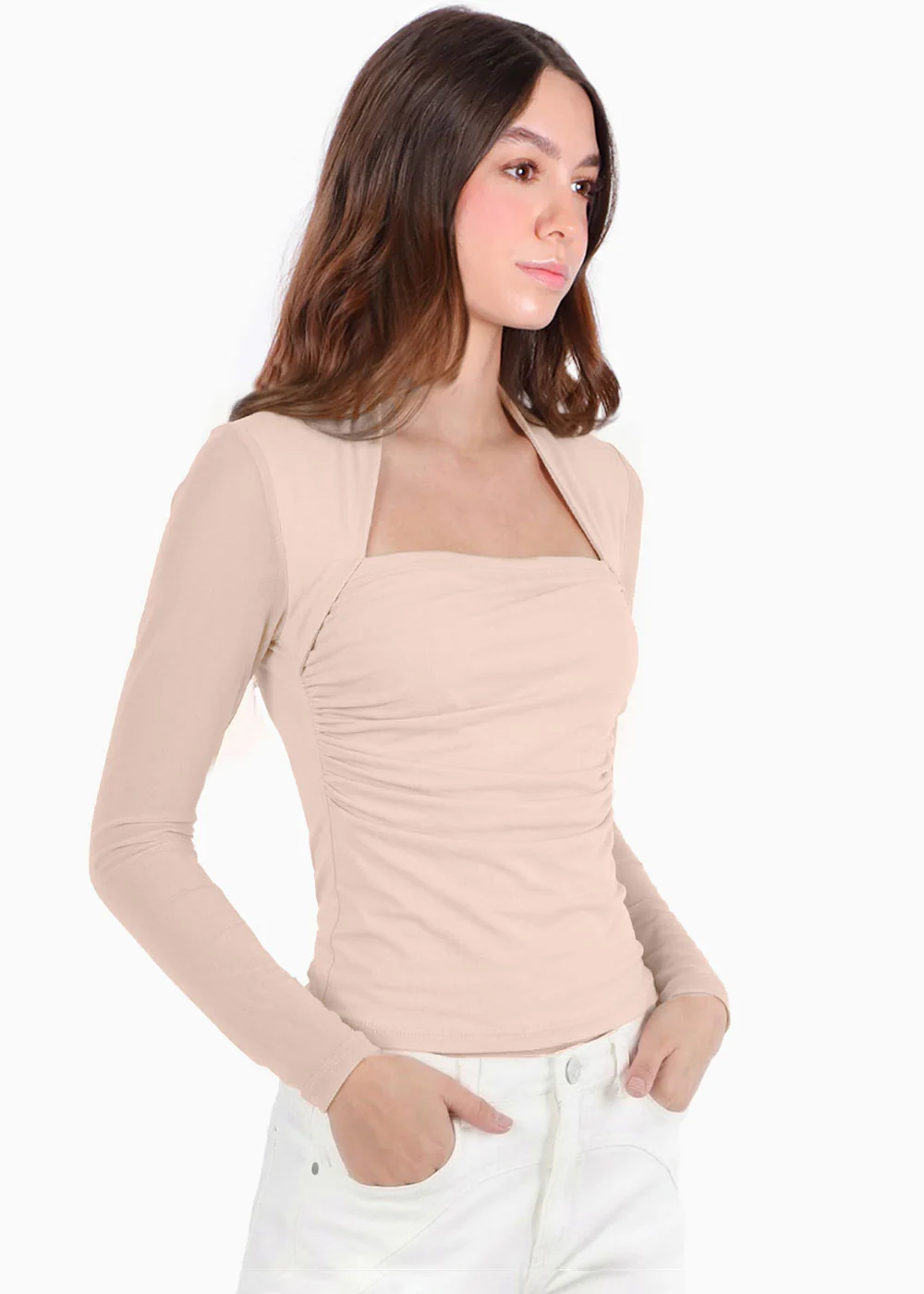 Blusa manga larga con escote sobre el cuello - YUCATAN - Image 2