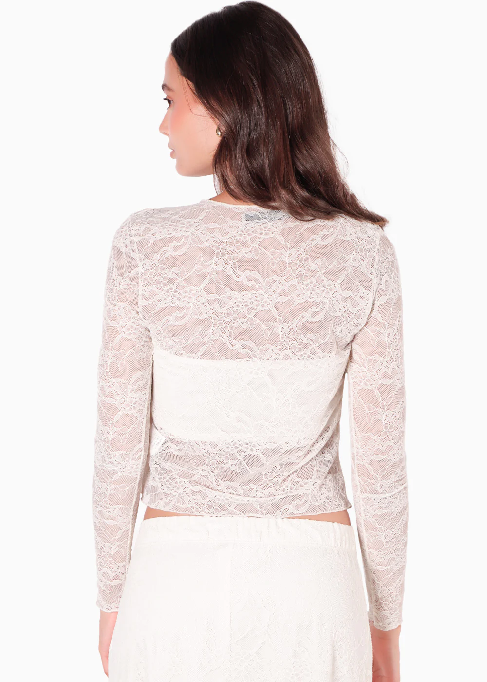 Blusa manga larga en blonda con top interno - LULU - Image 4