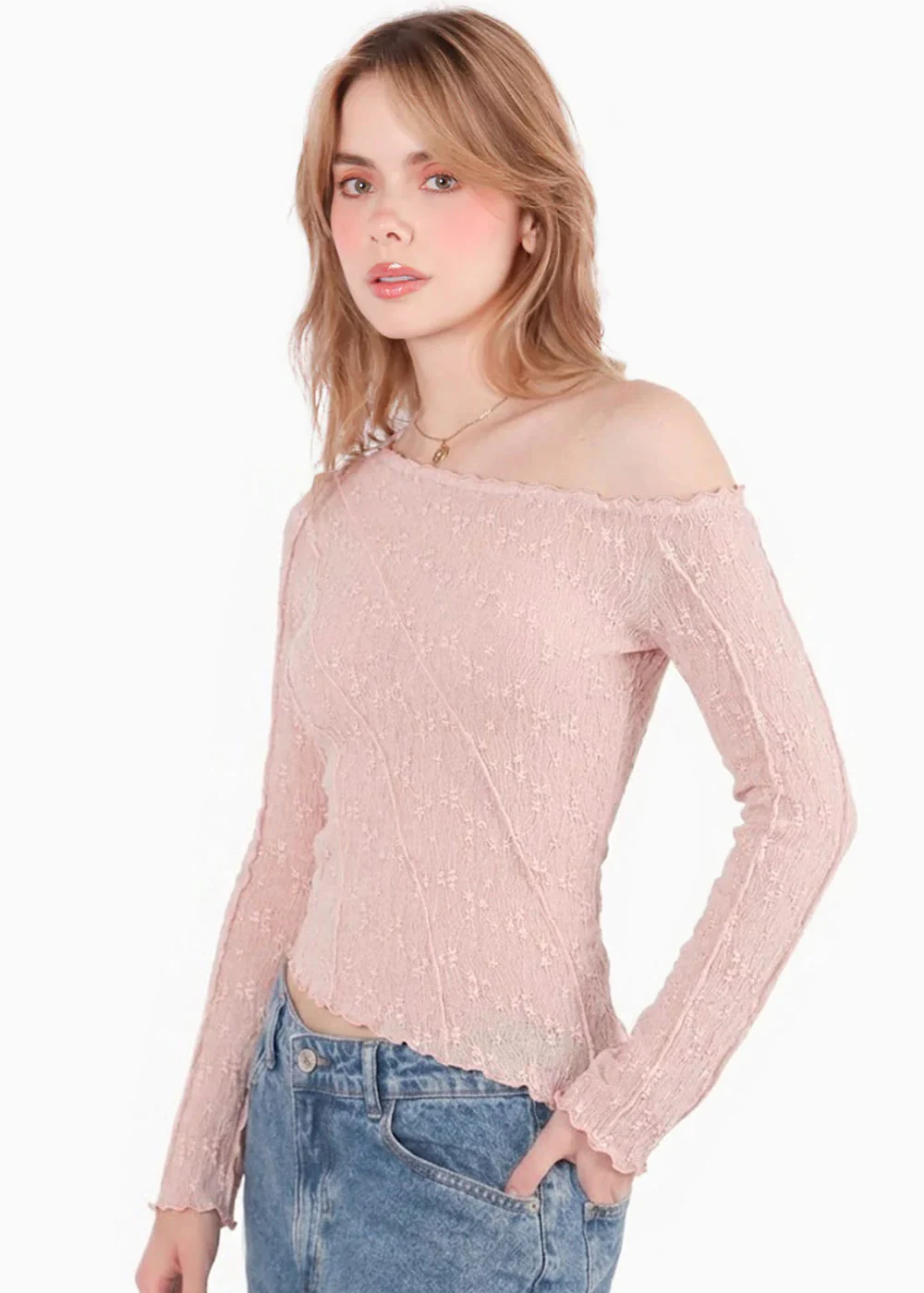 Blusa manga larga en tela de encaje - GRANADA - Image 2