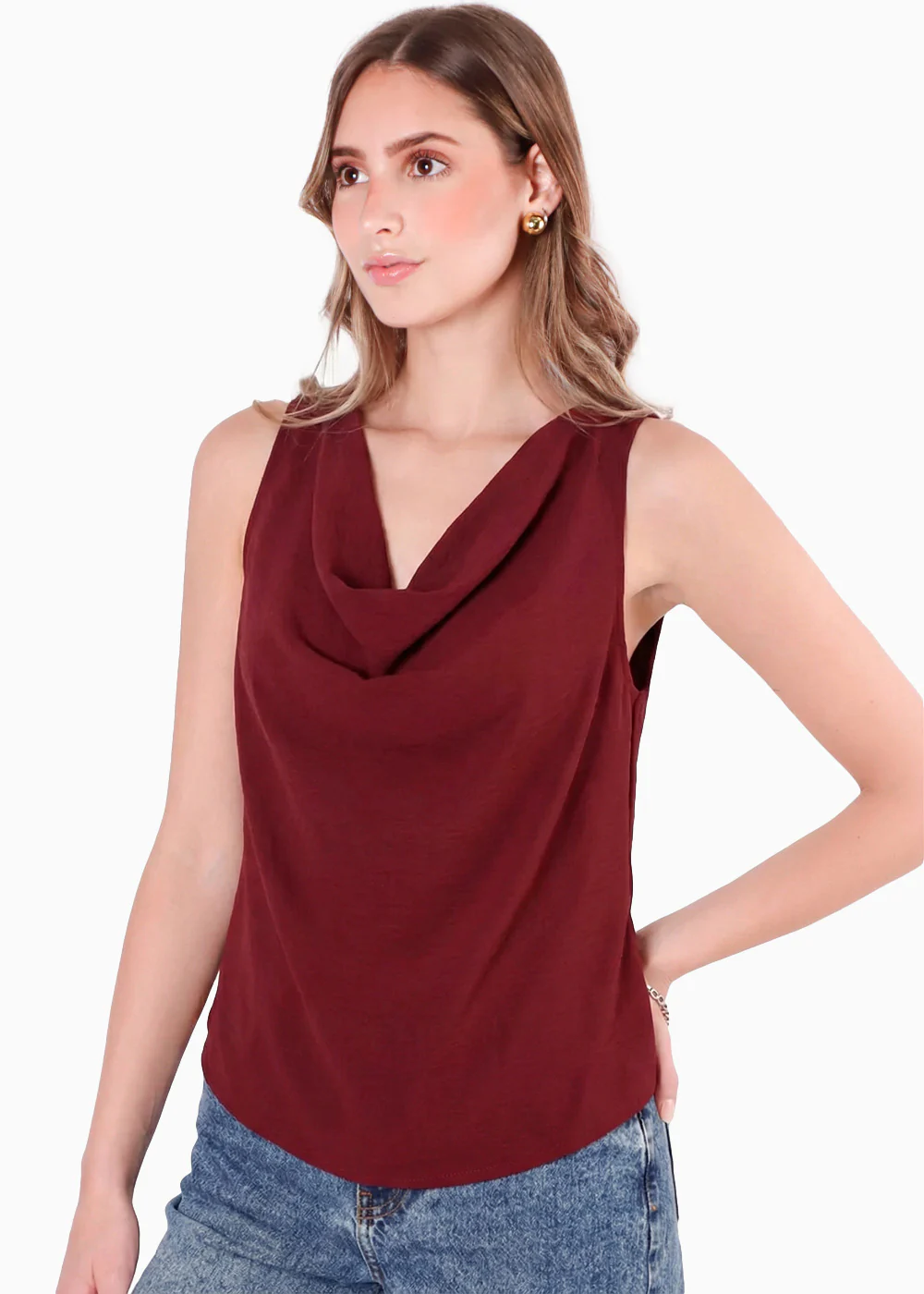 Blusa manga sisa con escote drapeado - ALBANY - Image 2