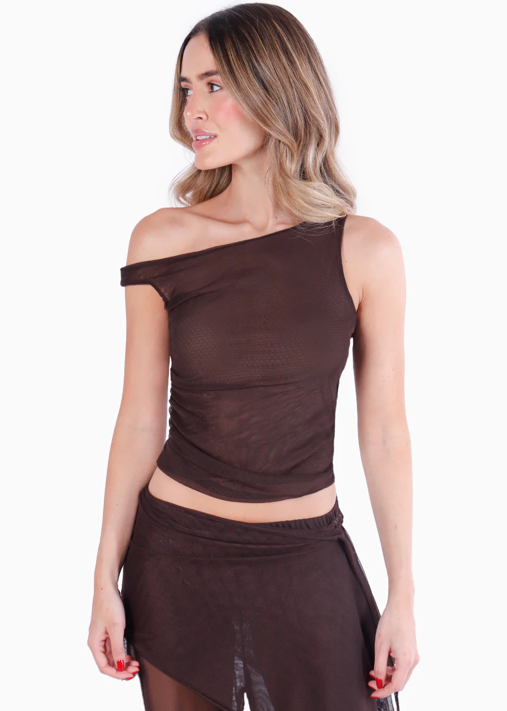 Blusa sin mangas con escote asimétrico - MAGOLA.CAFE - Image 5