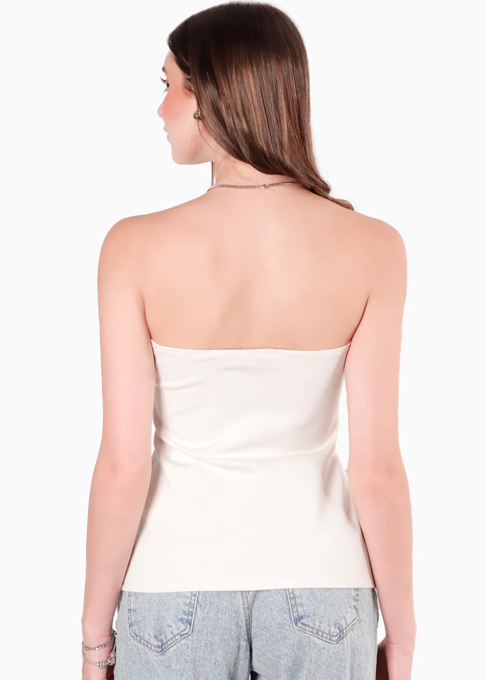 Blusa strapless con botones - GERMANIA.MARFIL - Image 4