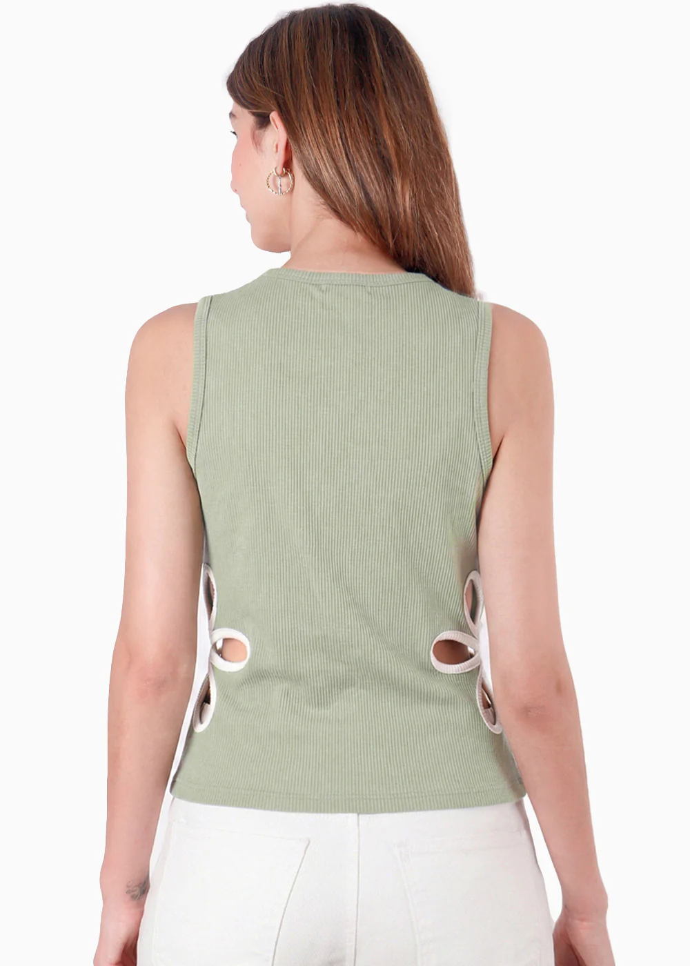 Blusa Tank Top con diseño flores en contraste - MENTA.VERDE - Image 5