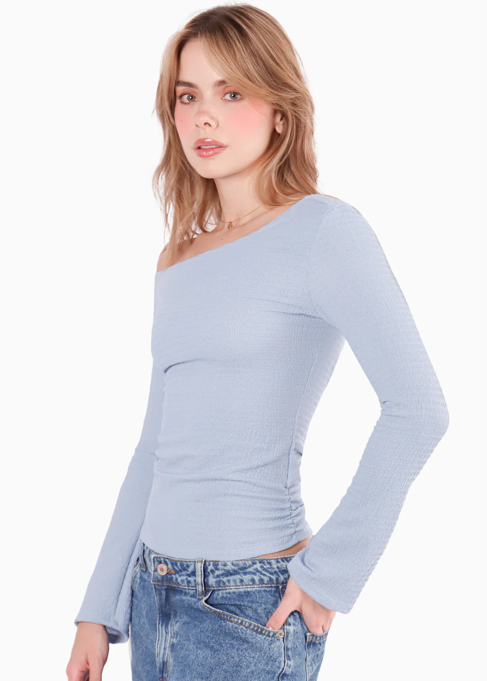 Blusa un hombro manga campana - HIGUERA - Image 2