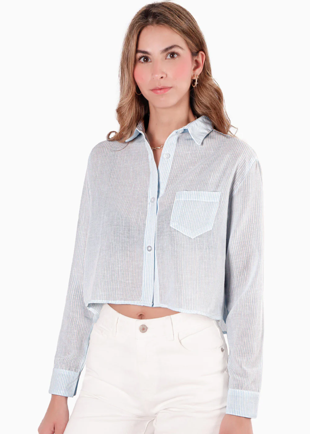 Camisa crop manga larga con botones - KIANA.RAYAS - Image 4