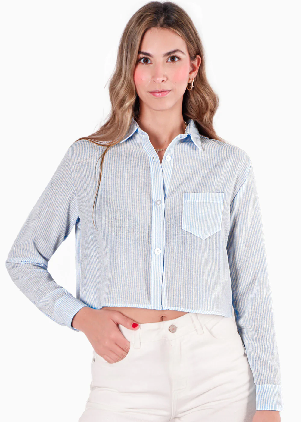Camisa crop manga larga con botones - KIANA.RAYAS - Image 7