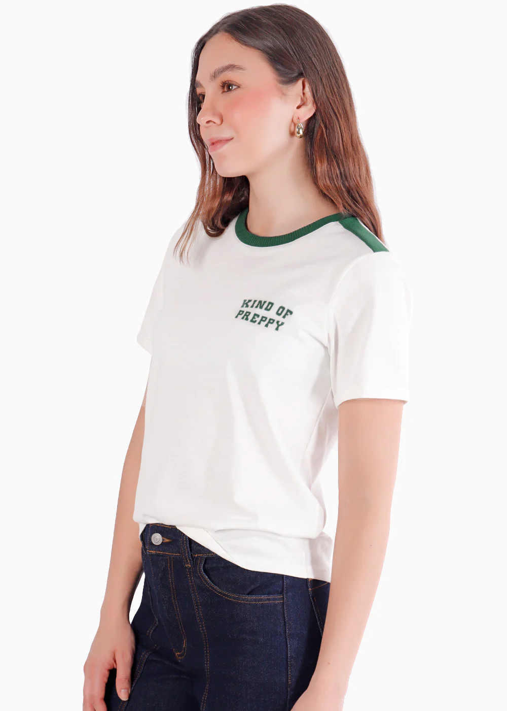 Camiseta basica con estampado y con rayas y cuello en contraste - SEDONA - Image 2