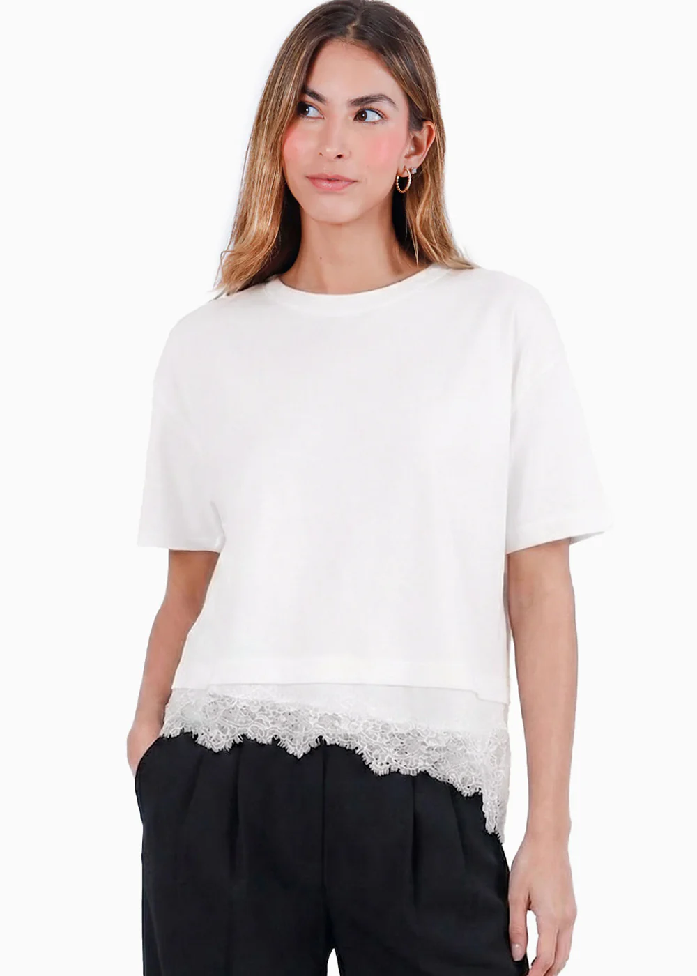 Camiseta con detalle de encaje - CELAYA.MARFIL - Image 6