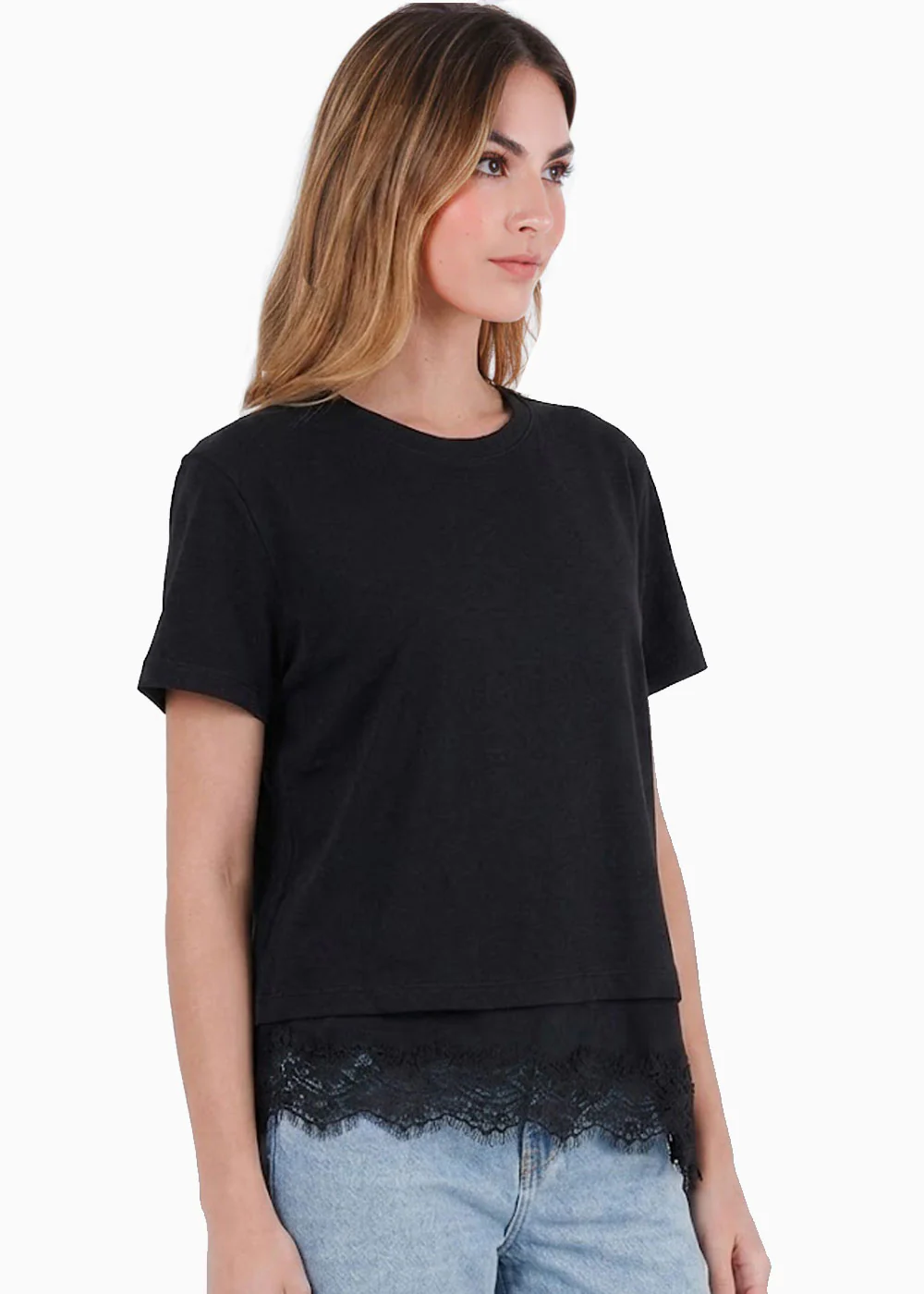 Camiseta con detalle de encaje - CELAYA.NEGRO - Image 4