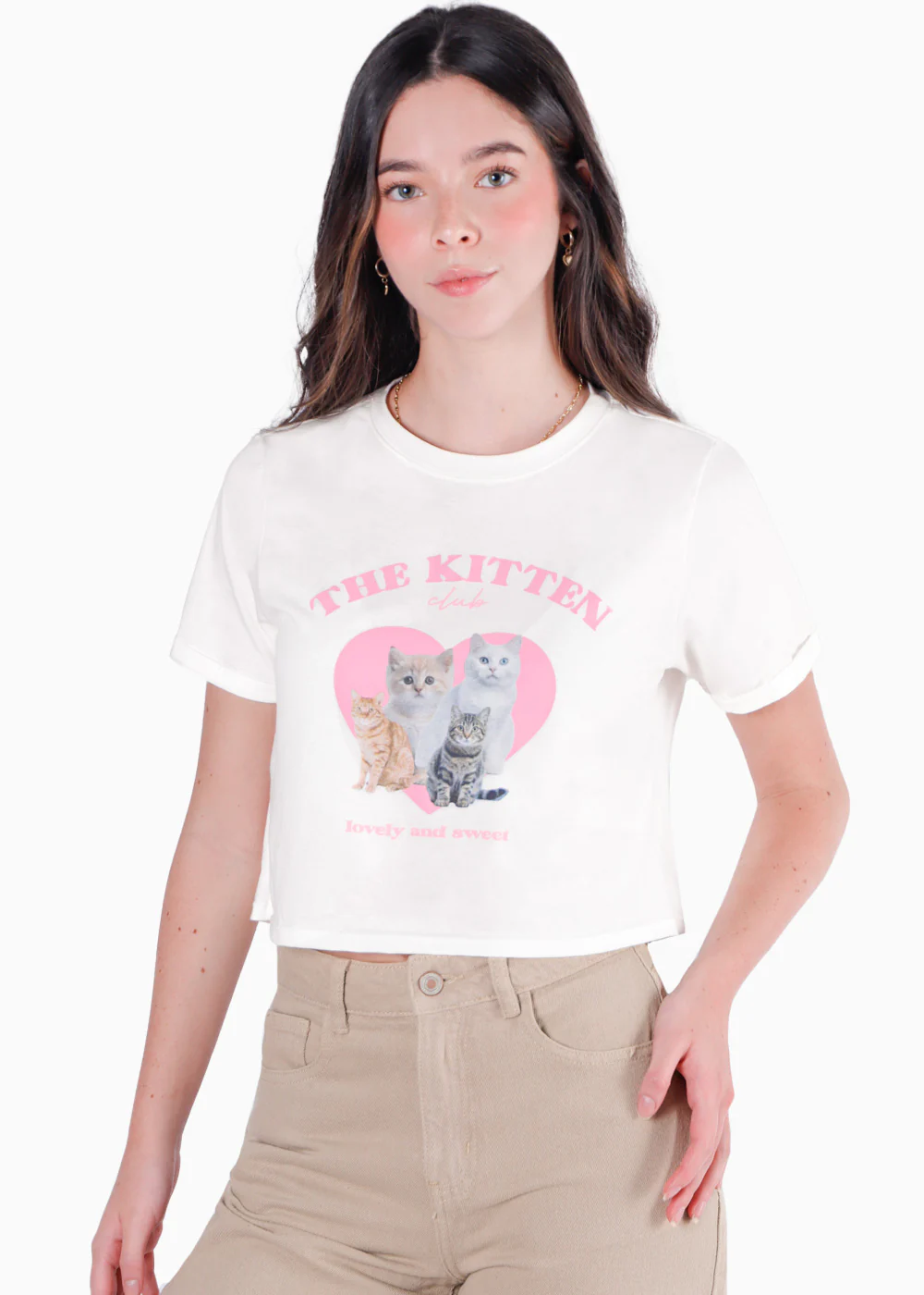 Camiseta crop con estampado "The Kitten Club" - AUDREY - Image 3
