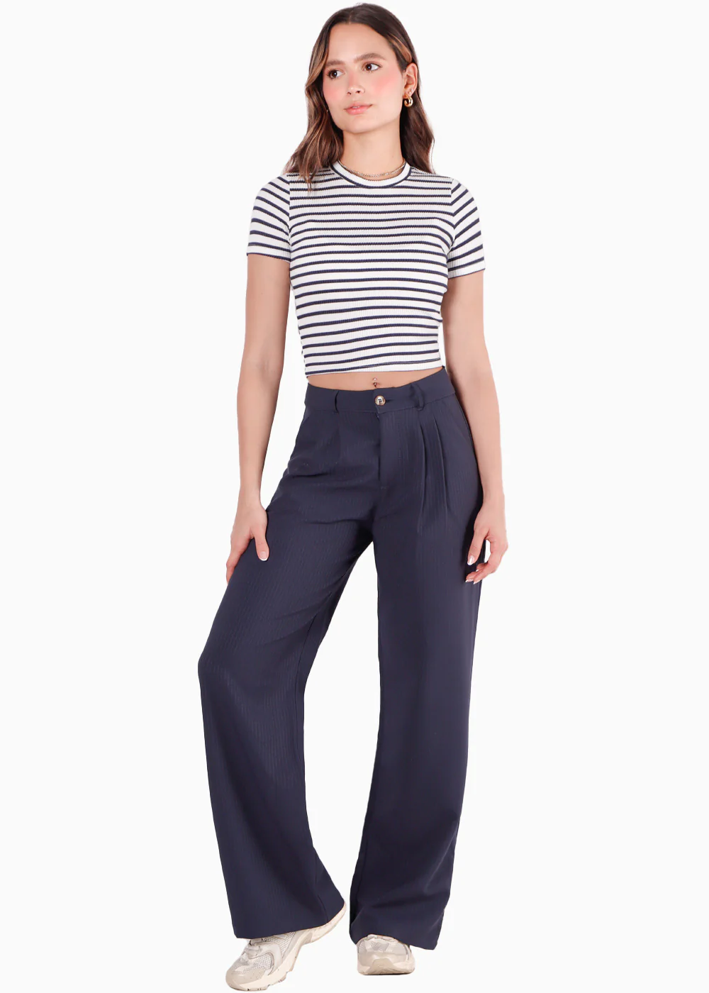 Camiseta crop en tela rib de rayas - SERINA - Image 3