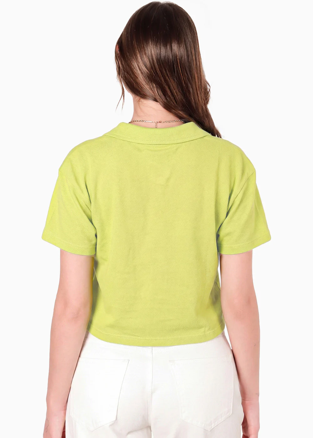 Camiseta tipo polo cropped con perilla, cuello y bordado - GERBERA.AMARILLO - Image 6