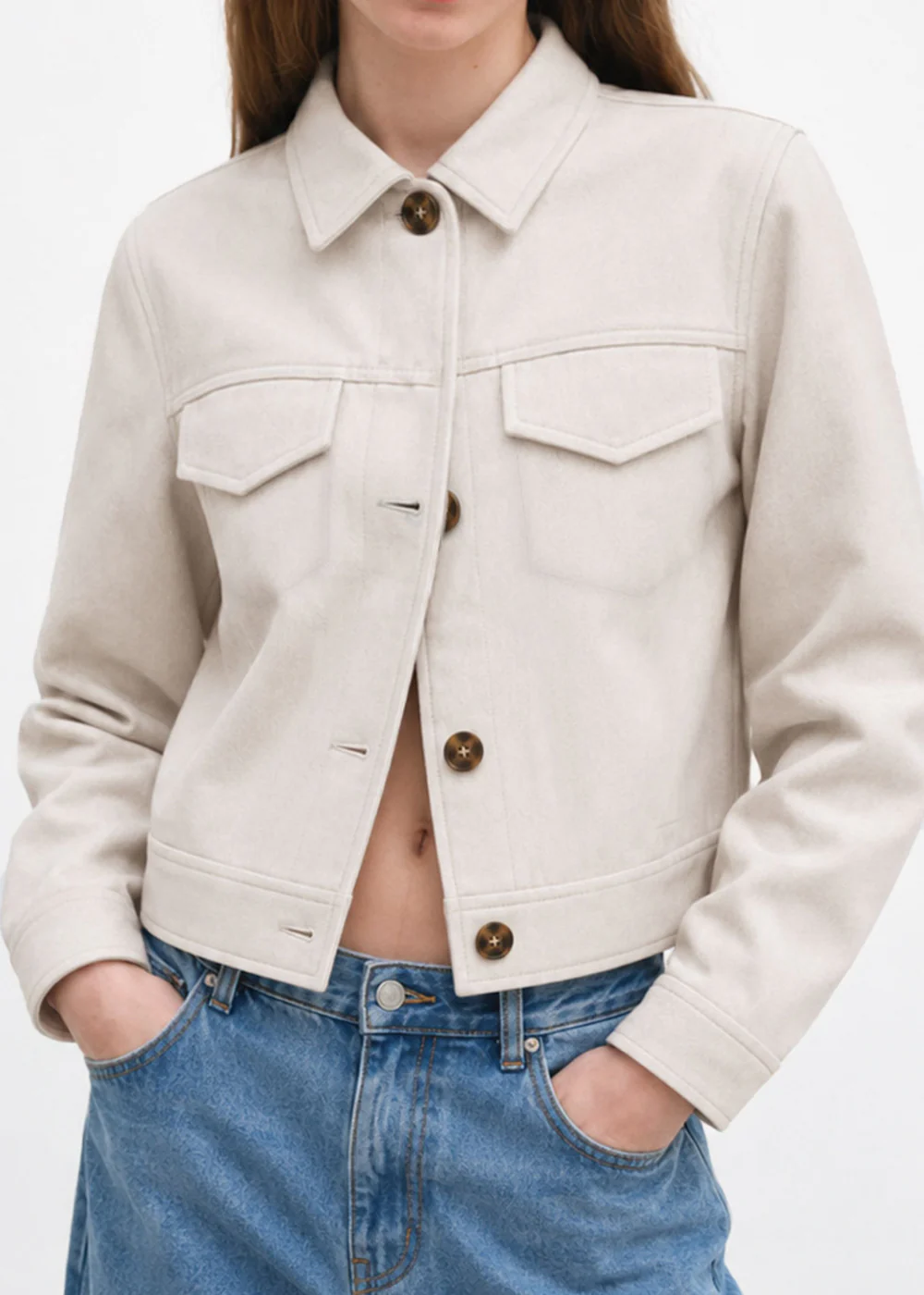 Chaqueta de paño con entrelazado en cuello y bolsillos - CEIBA.MARFIL - Image 2