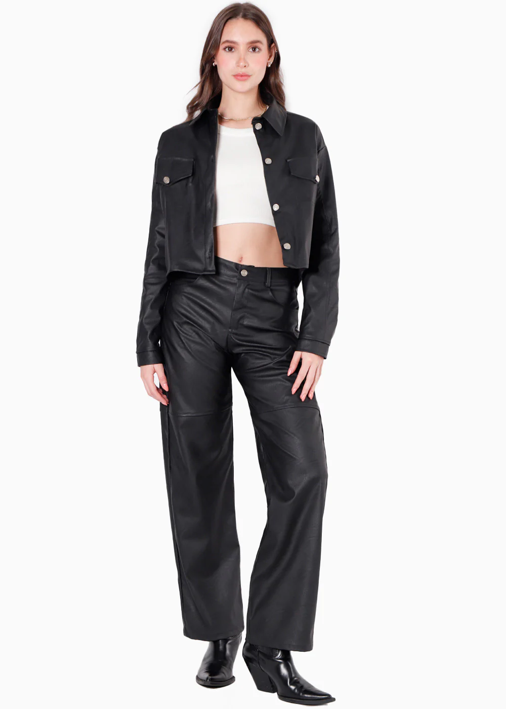 Chaqueta tipo cuero con bolsillos y cuello - ALINA - Image 4