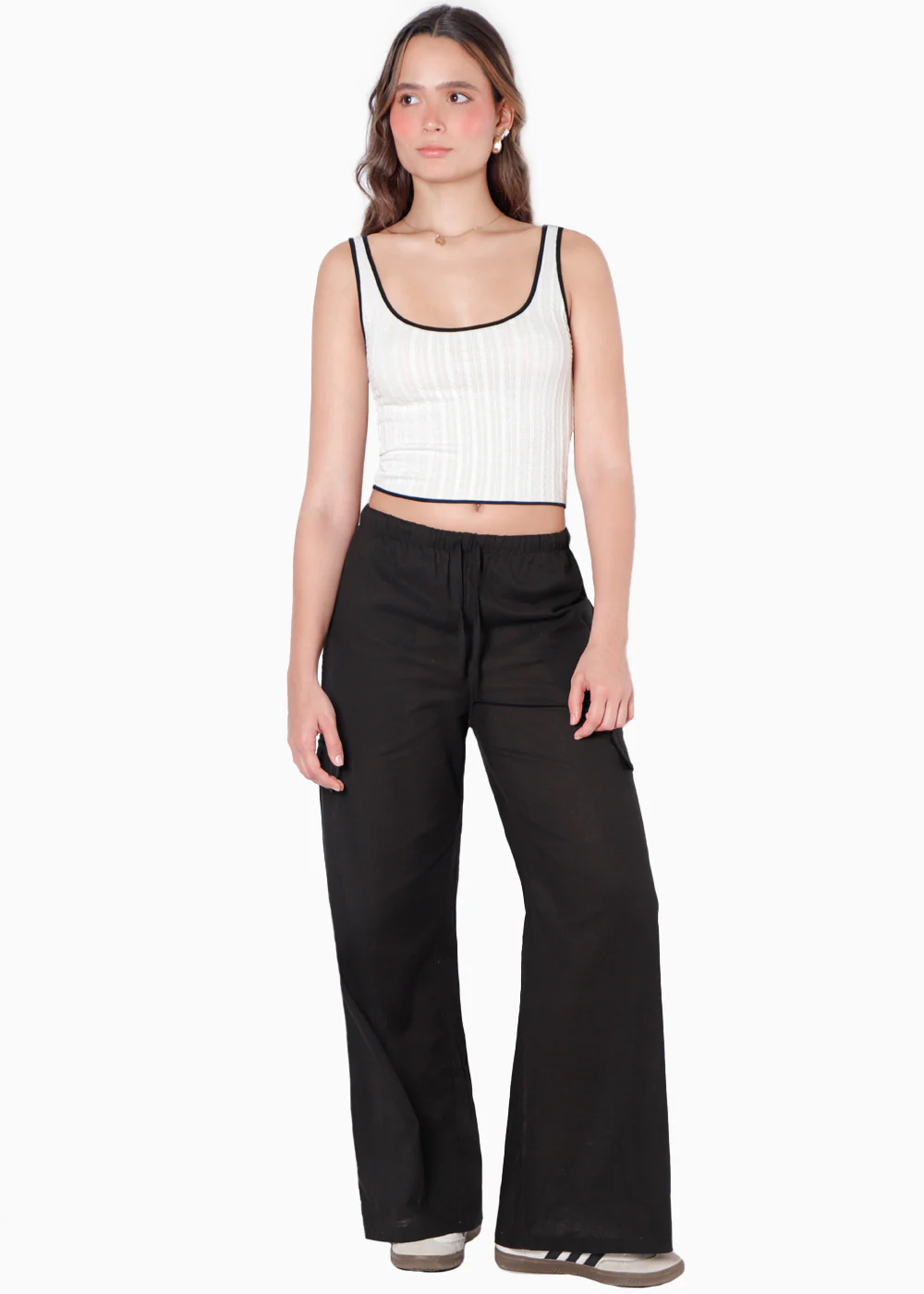 Crop top de tiras con sesgos en contraste - CLOTILDE - Image 3