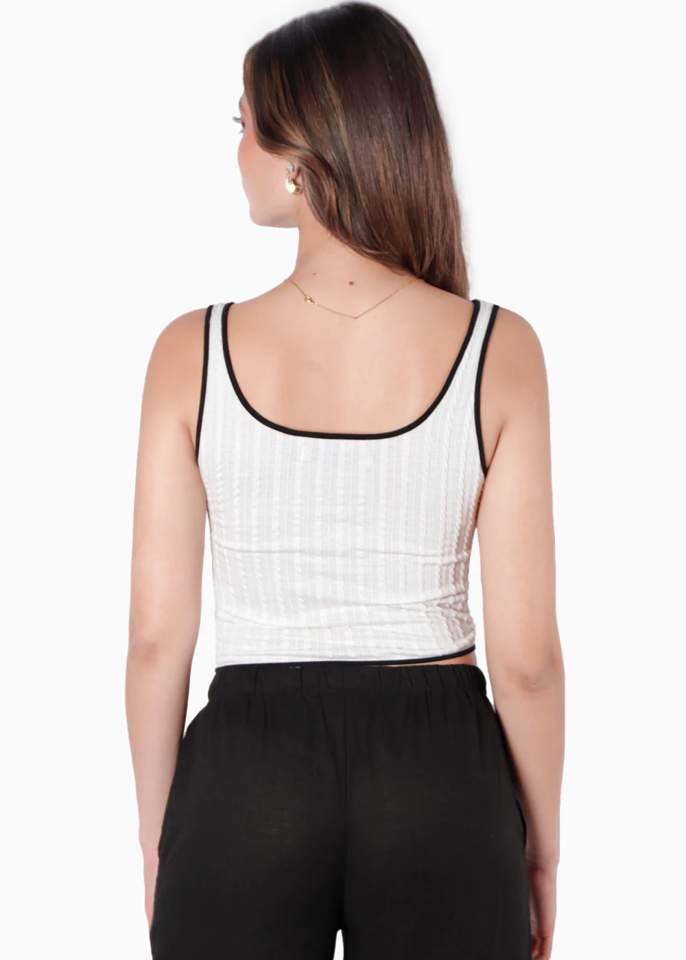 Crop top de tiras con sesgos en contraste - CLOTILDE - Image 4