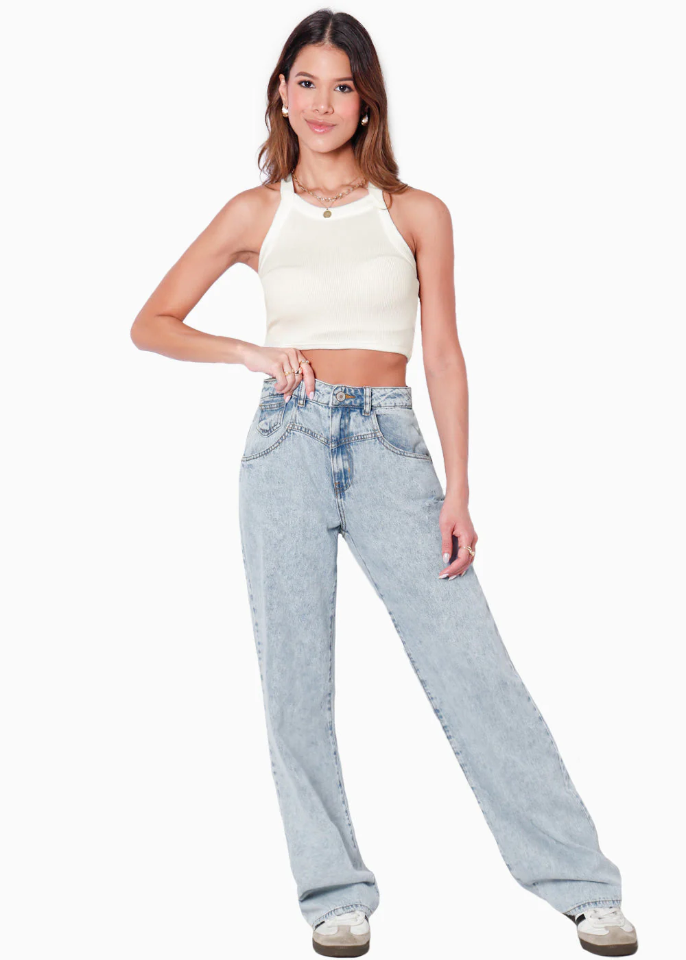Crop top halter sin mangas y con cruce en espalda - ELENORA - Image 3