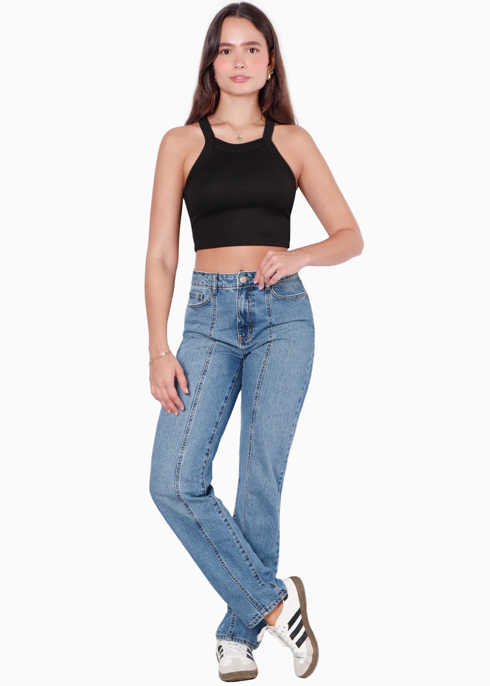 Crop top halter sin mangas y con cruce en espalda - GWENOLA - Image 3