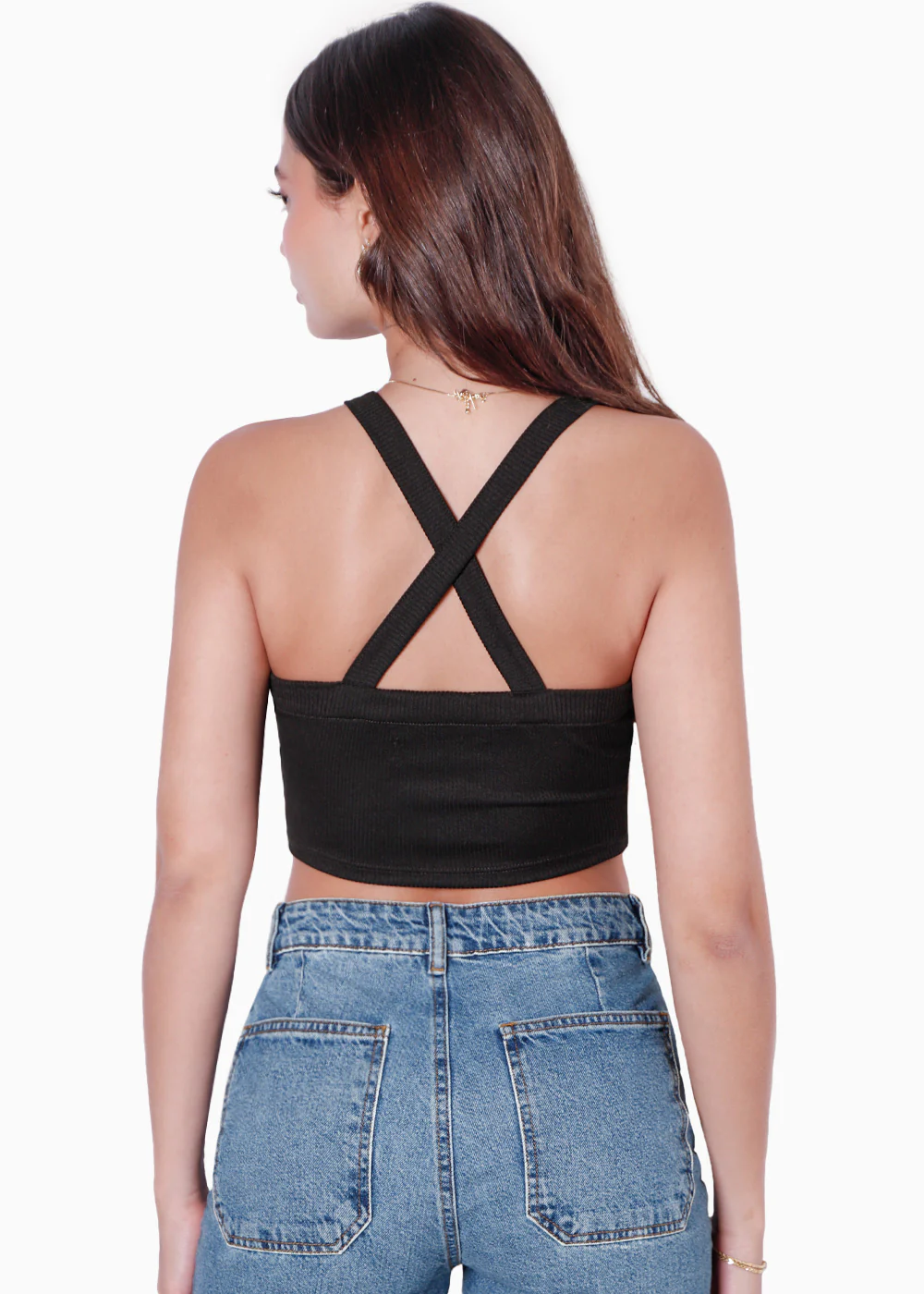 Crop top halter sin mangas y con cruce en espalda - GWENOLA - Image 4